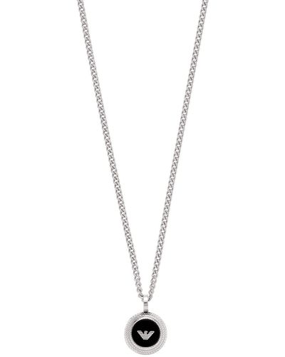 Emporio Armani Black Onyx Pendant Necklace - Metallic