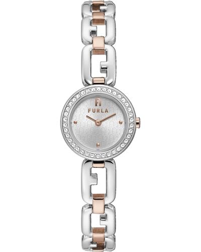 Furla Ladies Silver & Rose Gold Stainless Steel Bracelet Watch - Multicolor
