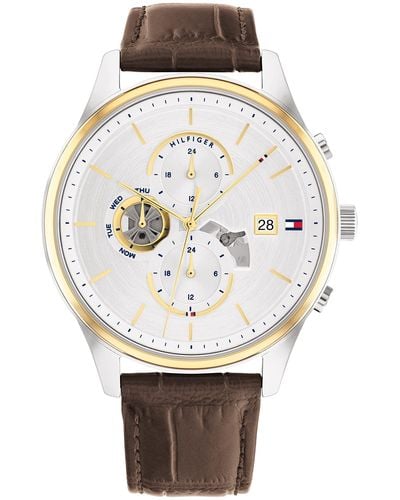 Tommy Hilfiger 1710501 Stainless Steel Case And Leather Strap Watch Color: Brown