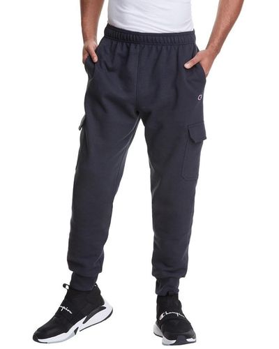 Champion , Powerblend Sweatpants, Comfortable Cargo Jogger Pants, Black-549314, Medium - Blue