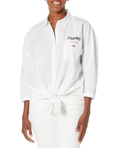 Tommy Hilfiger Oversize Kragen Buton Up Shirt - Weiß