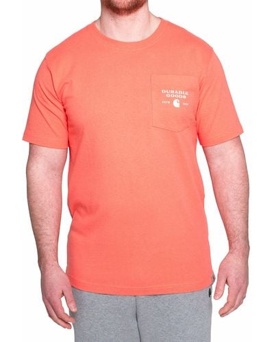 Carhartt Relaxed Fit Heavyweight Short-sleeve Pocket Logo Graphic T-shirt - Pink