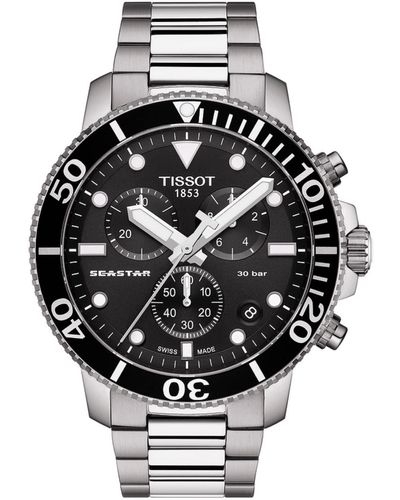 Tissot S Seastar 660/1000 Stainless Steel Casual Watch Gray With Nylon Green Watch Strap