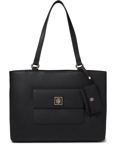 Tommy Hilfiger Lucille Ii Tote W/hangoff - Black