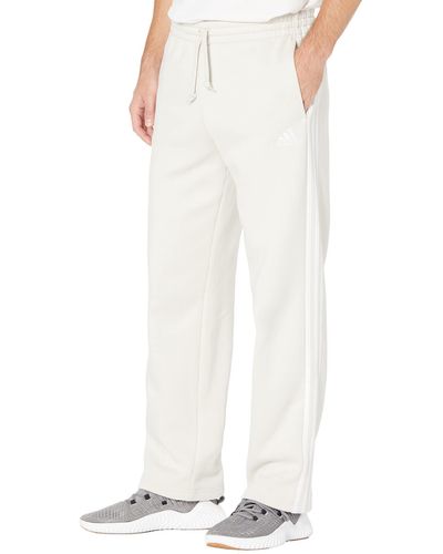 adidas Essentials 3-stripes Fleece Open Hem Pants - White