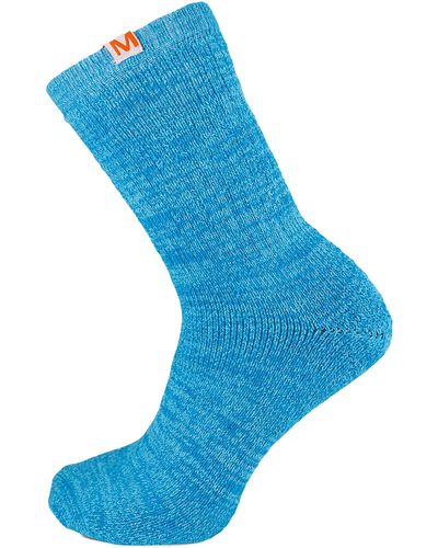 Merrell Men's And -women's Cloud Crew Socks-1 Pair Pack-ultra Soft Cushioned Comfort Work And Sport Recovery - Blue