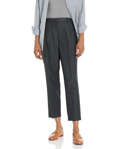 Theory Womens Flannel Pleat Treeca Pants - Gray