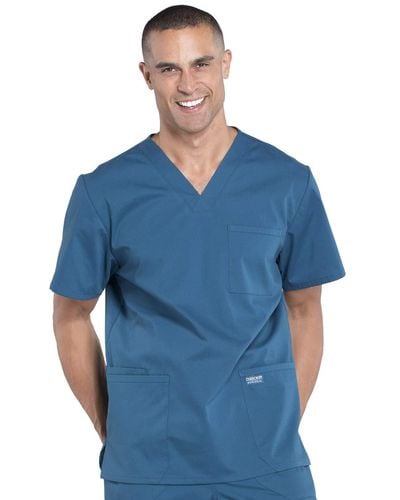 CHEROKEE Scrubs For Workwear Professionals V-neck Four-pocket Scrub Top Ww695 - Blue