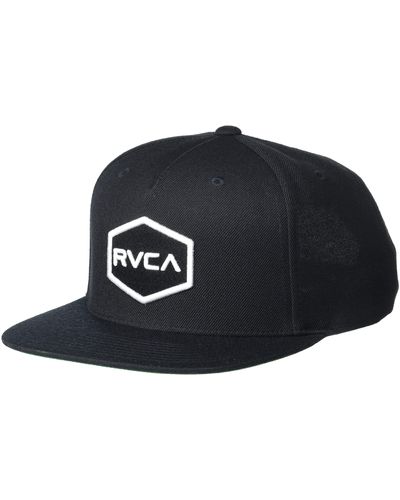 RVCA Adjustable Straight Brim Snapback Hat/black/white