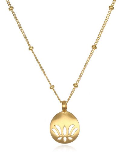 Satya Jewelry Womens Gold Open Lotus Pendant Necklace 18-inch - Metallic