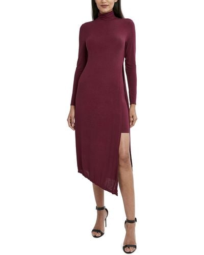 BCBGMAXAZRIA Asymmetrical Fit And Flare Dress With Turtleneck - Multicolor