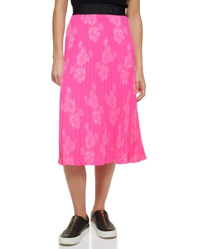 DKNY Logo Waistband Easy Printed Sportswear Skirt - Pink
