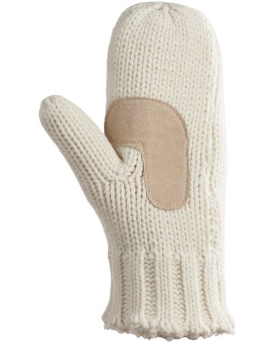 Isotoner Womens Chunky Cable Knit Sherpasoft Cold Weather Mittens - White