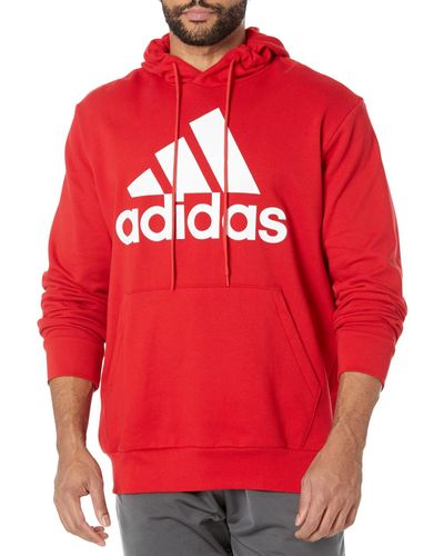 adidas Mens Essentials French Terry Big Logo Hoodie Hooded Sweatshirt - Red