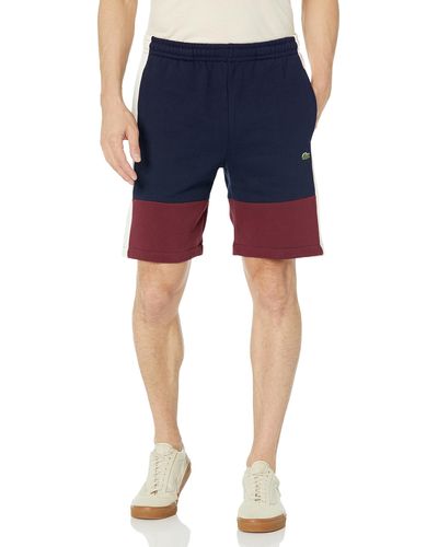 Lacoste Regular Fit Adjustable Waist Color Blocked Shorts - Blue