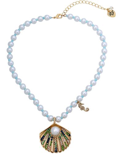 Betsey Johnson Shell Pendant Pearl Necklace - Metallic