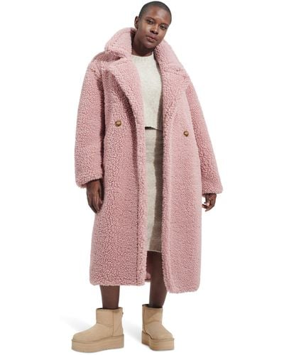 UGG Gertrude Long Teddy Coat - Pink