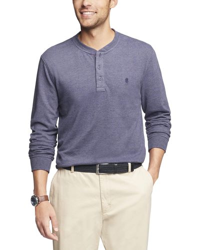Izod Saltwater Long Sleeve Henley Shirt - Blue