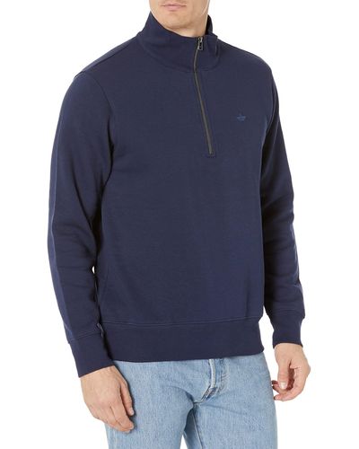 Dockers Regular Fit Long Sleeve 1/4 Zip Fleece Sweatshirt, - Blue