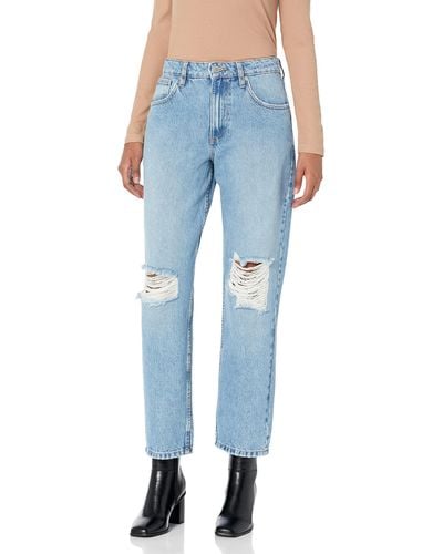 The Drop Luca High Rise Distressed Loose Straight Fit - Blue