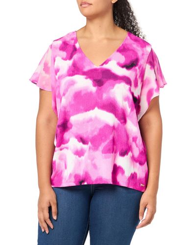 Calvin Klein Printed Textured Sleeveless Knit Top - Pink