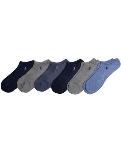 Polo Ralph Lauren Classic Sport Performance Cotton Low Cut Socks 6 Pair Pack - Blue