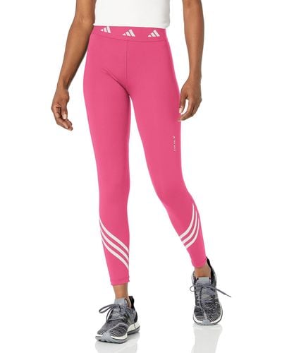  adidas Women's Techfit 3-Stripes Long Gym Leggings, Vivid Red,  Small : Clothing, Shoes & Jewelry