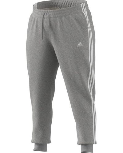 adidas Size Essentials 3-stripes Fleece Pants - Gray