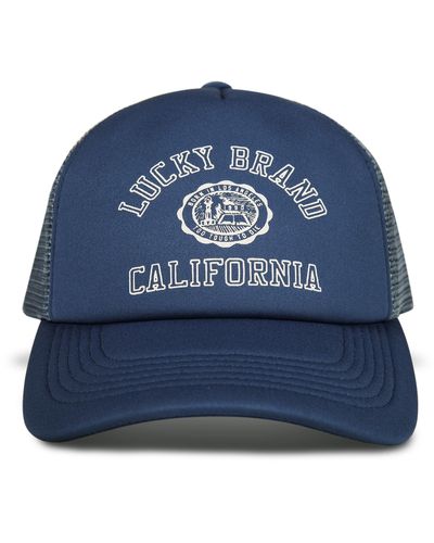 Lucky Brand Trucker Mesh-back Cap With Adjustable Snapback For And - Blue