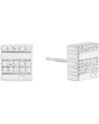 Calvin Klein Jewelry Stainless Steel And Crystal Stud Earrings - Black