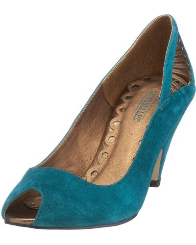 Seychelles Compliments Of The Chef Peep Toe Pump,teal,11 M Us - Blue