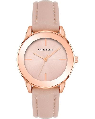 Anne Klein Croco-grain Patterned Faux Leather Strap Watch - Pink