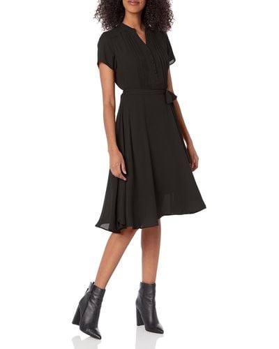 Nanette Lepore Flutter Sleeve Pintuck Dress - Black
