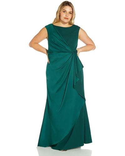 Adrianna Papell Satin Crepe Gown - Green