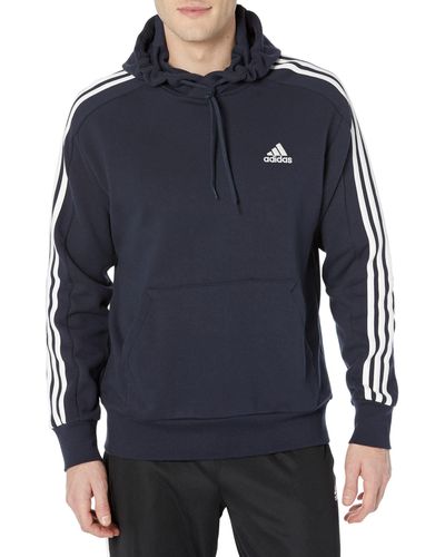 adidas Essentials French Terry 3-stripes Pullover Hoodie - Blue