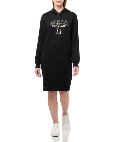 Emporio Armani A|x Armani Exchange Collegiate Capsule Metallic Logo Sweatshirt Dress - Black