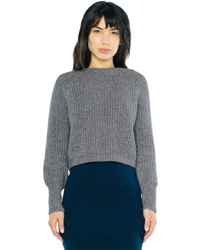 American Apparel Cropped Fisherman Long Sleeve Pullover - Gray