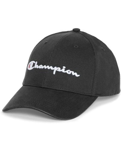 Champion Hat, Classic Cotton Twill, Baseball, Adjustable Leather Strap Cap For , Black 3d C Logo, One Size