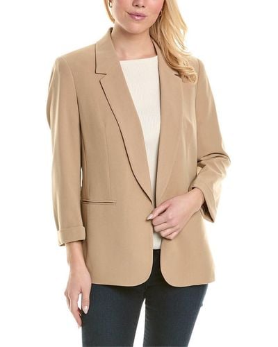 Jones New York Tall Size Notched Collar Jacket W/rolled Sleeves - Natural