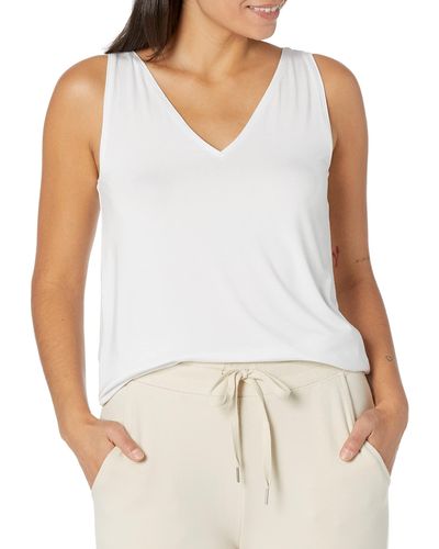 Daily Ritual Jersey Standard-fit V-neck Scoopback Tank Top - White