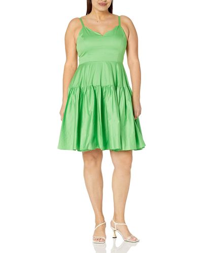 Trina Turk A Line Dress With Full Skirt - Green