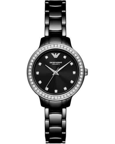 Emporio Armani Three-hand Black Ceramic Bracelet Watch
