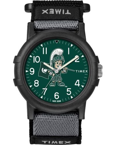 Timex Collegiate Recruit 38mm Watch – Michigan State Spartans With Black Fabric - Green