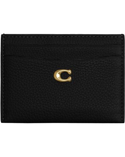 COACH Polished Pebble Leather Essential Card Case - Black