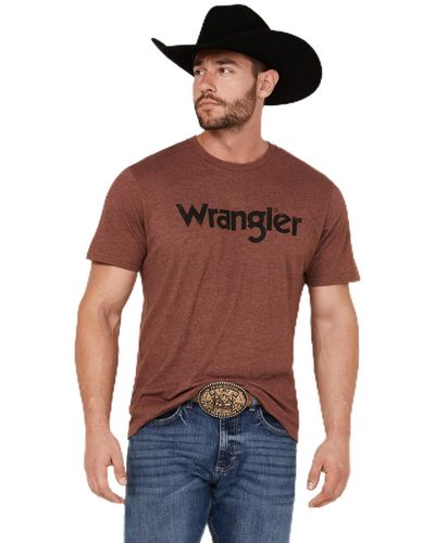 Wrangler Western Crew Neck Short Sleeve Tee Shirt - Red