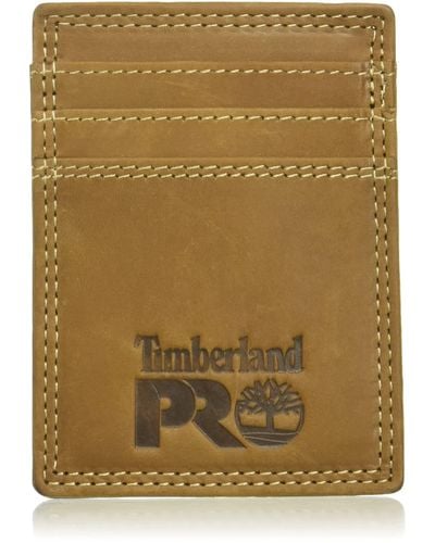 Timberland Leather Front Pocket Wallet With Money Clip Accessory - Brown