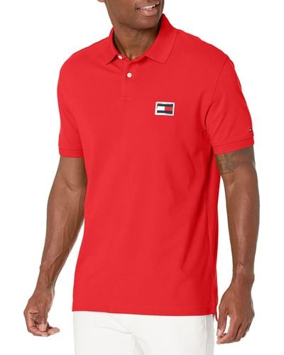 Tommy Hilfiger Mens Pride Short Sleeve In Regular Fit Polo Shirt - Red