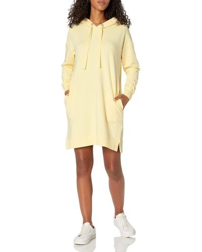 The Drop Iona Long Sleeve Hooded Mini Sweatshirt Dress Pastel Yellow