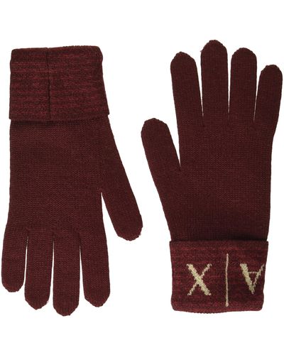 Emporio Armani Armani Exchange Knit Ax Logo Gloves,vineyard Wine - Purple