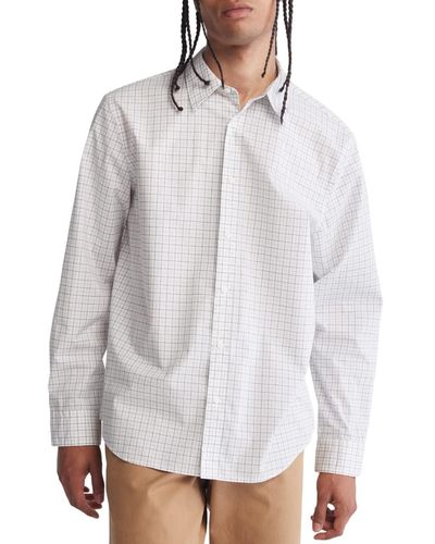 Calvin Klein Check Button-down Easy Shirt - White
